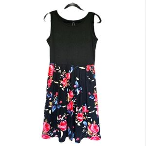 Floral Midi Dress scoop neck tank top pockets Medium Todolor